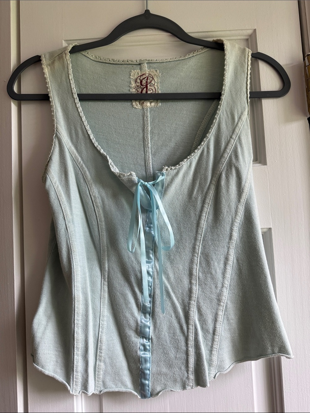 Light Blue Sleeveless Lace-Up Tank Top